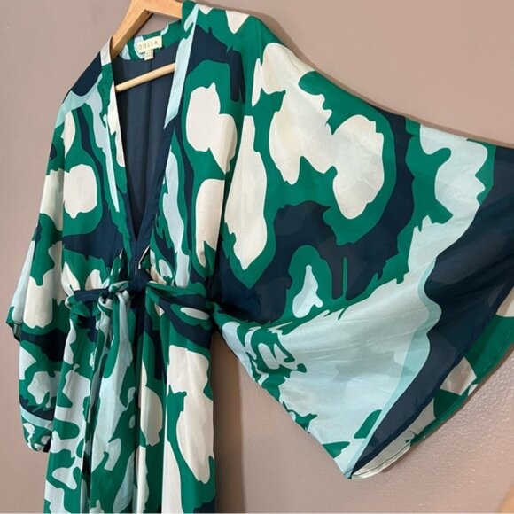 DHELA London Silk Kimono Kaftan Maxi Dress Boho Size 8 - Picture 3 of 6
